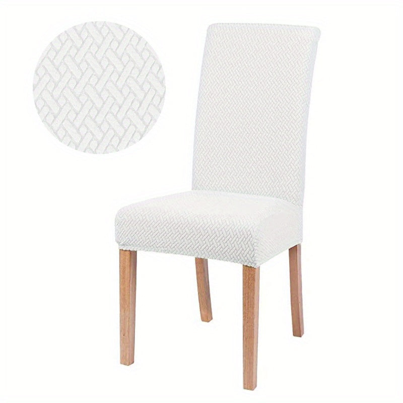 Leorate offers premium stretch jacquard dining chair covers in 2pcs or 4pcs, ideal for home decor. Made of durable, pet-friendly, and waterproof fabric.