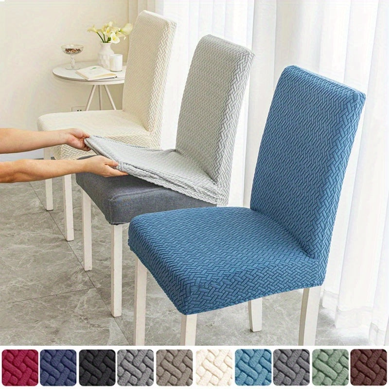 Leorate offers premium stretch jacquard dining chair covers in 2pcs or 4pcs, ideal for home decor. Made of durable, pet-friendly, and waterproof fabric.