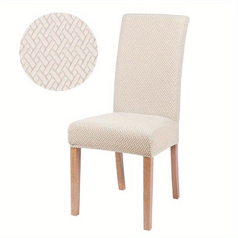 Leorate offers premium stretch jacquard dining chair covers in 2pcs or 4pcs, ideal for home decor. Made of durable, pet-friendly, and waterproof fabric.