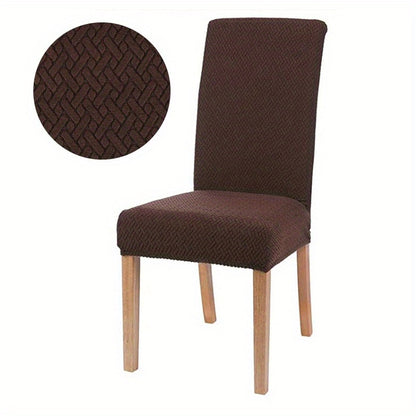 Leorate offers premium stretch jacquard dining chair covers in 2pcs or 4pcs, ideal for home decor. Made of durable, pet-friendly, and waterproof fabric.