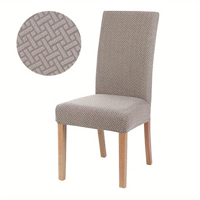 Leorate offers premium stretch jacquard dining chair covers in 2pcs or 4pcs, ideal for home decor. Made of durable, pet-friendly, and waterproof fabric.