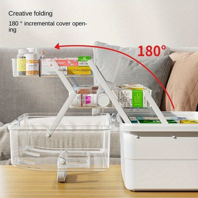 Large-capacity family medicine box for multipurpose storage in kitchens, bedrooms, and bathrooms.