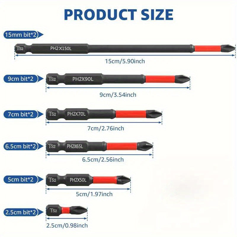 Magnetic Anti-Slip Drill Bit Set: 3/5/6 Pcs, S2 Steel, Phillips & Impact Bits, for Electric & Manual Drivers, Anti-Slip Grip.