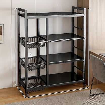 Sturdy Steel Kitchen Storage Rack with Adjustable Stabilizer - Multi-Level Open Shelving for Microwave & Appliances, Ready to Use with No Assembly Needed