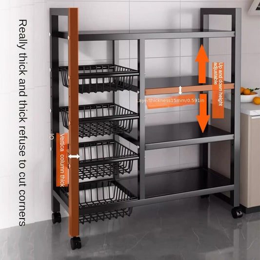 Sturdy Steel Kitchen Storage Rack with Adjustable Stabilizer - Multi-Level Open Shelving for Microwave & Appliances, Ready to Use with No Assembly Needed