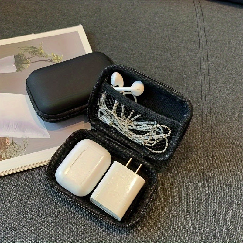 Mini frosted case for phone charger, data cable, and earbuds storage. Compact and portable travel organizer for electronics.