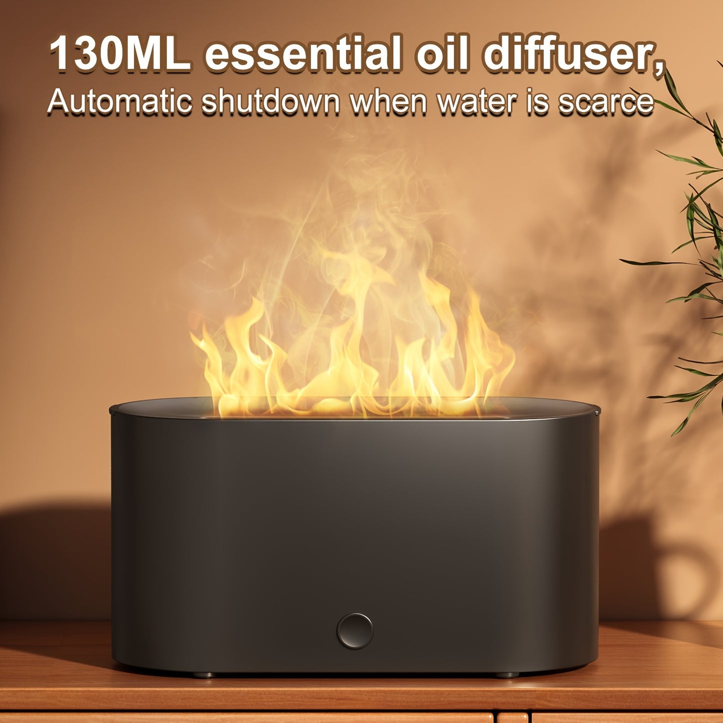 A simulated flame humidifier with smoke design for bedroom use at night. Can also be used as an aroma diffuser with essential oils. Perfect for home, office, or as a gift.