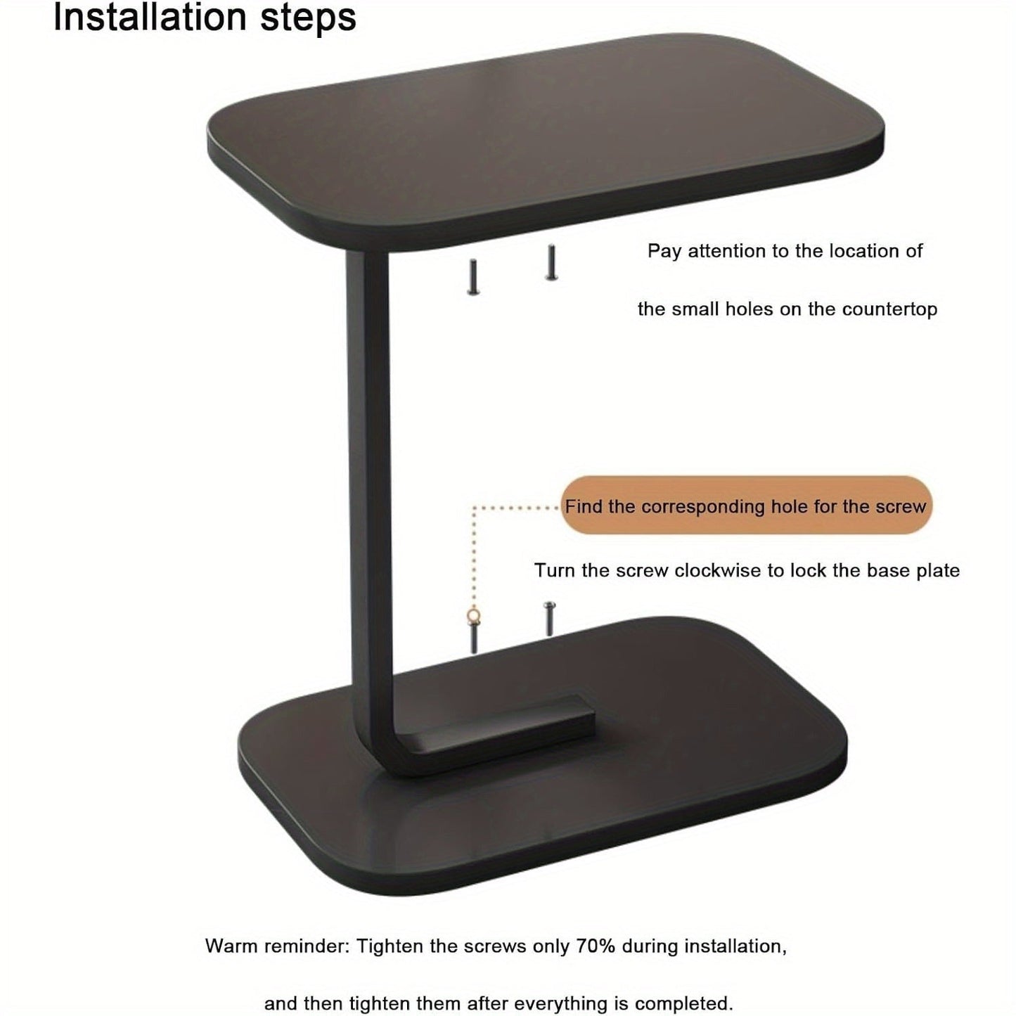 Elegant and luxurious 1pc C-Shaped Side Table, perfect as an end table, sofa side table, or small coffee table. This high-end piece also functions as a side cabinet, mobile bedside shelf, or mini balcony table.