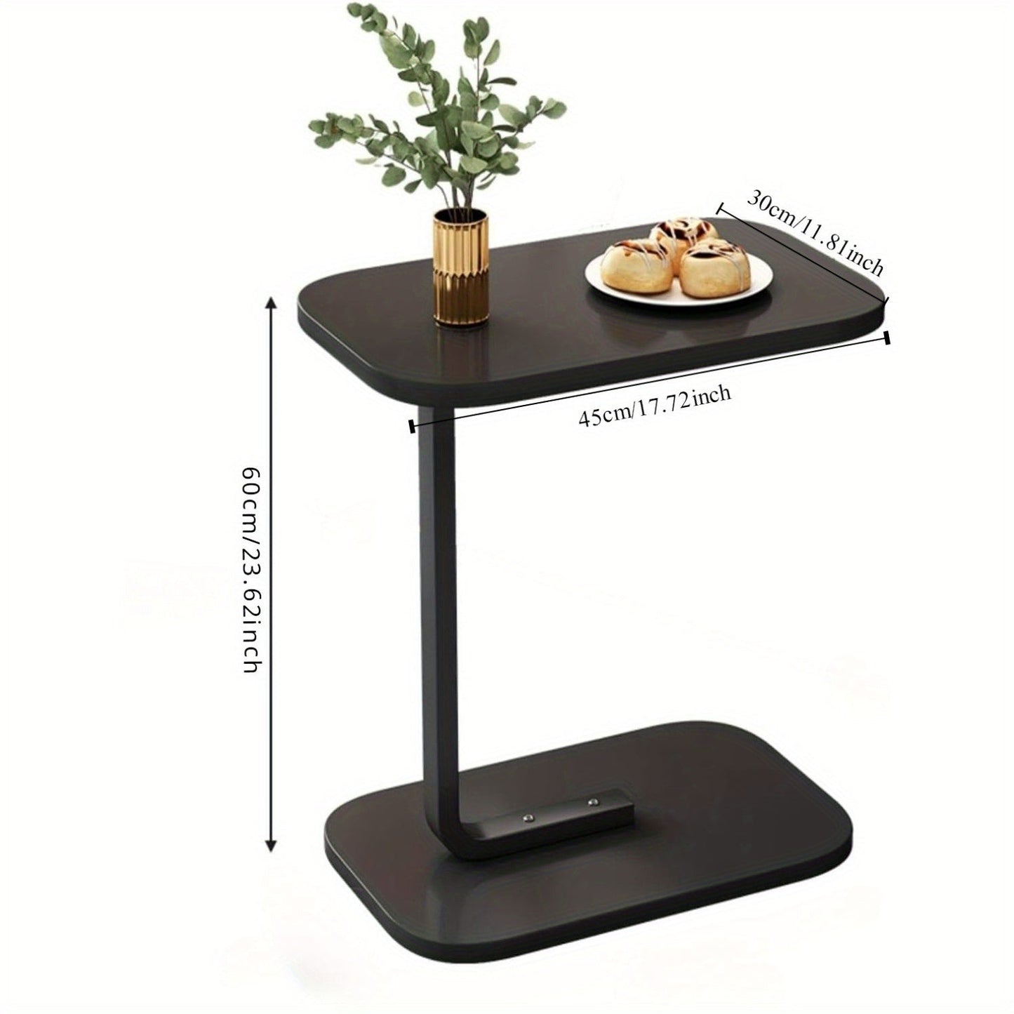 Elegant and luxurious 1pc C-Shaped Side Table, perfect as an end table, sofa side table, or small coffee table. This high-end piece also functions as a side cabinet, mobile bedside shelf, or mini balcony table.