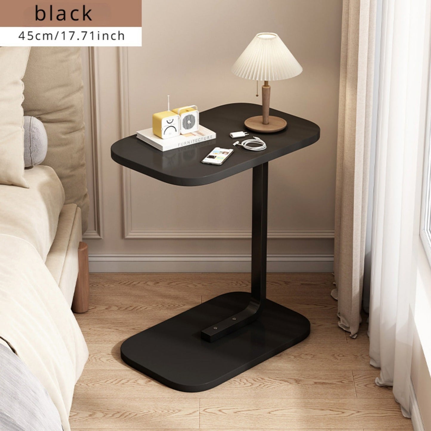 Elegant and luxurious 1pc C-Shaped Side Table, perfect as an end table, sofa side table, or small coffee table. This high-end piece also functions as a side cabinet, mobile bedside shelf, or mini balcony table.