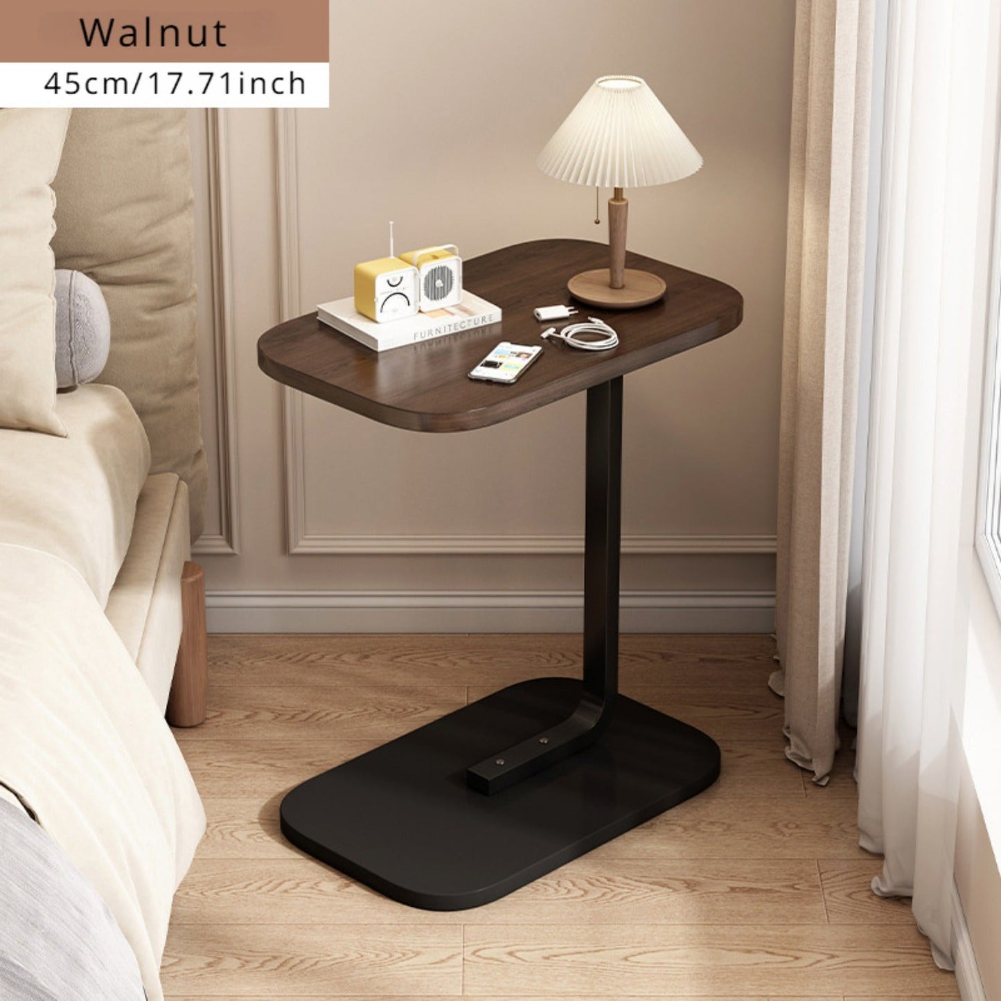 Elegant and luxurious 1pc C-Shaped Side Table, perfect as an end table, sofa side table, or small coffee table. This high-end piece also functions as a side cabinet, mobile bedside shelf, or mini balcony table.