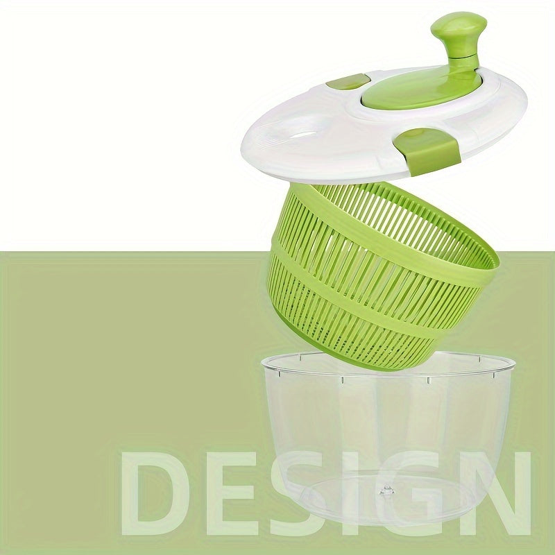 Multifunctional salad spinner and colander for easy meal prep, manually operated with drainer basket.