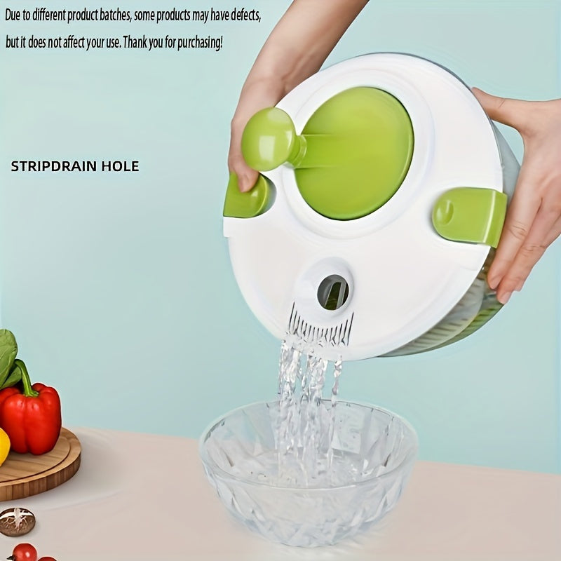 Multifunctional salad spinner and colander for easy meal prep, manually operated with drainer basket.