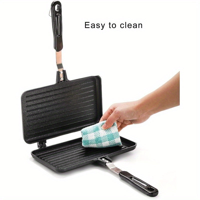 Multi-functional Non-Stick Sandwich Maker Pan with Handle - Double-Sided Aluminum Grill for Evenly Toasted Sandwiches, Waffles & More - Effortless Cleaning, Safe for Dishwasher