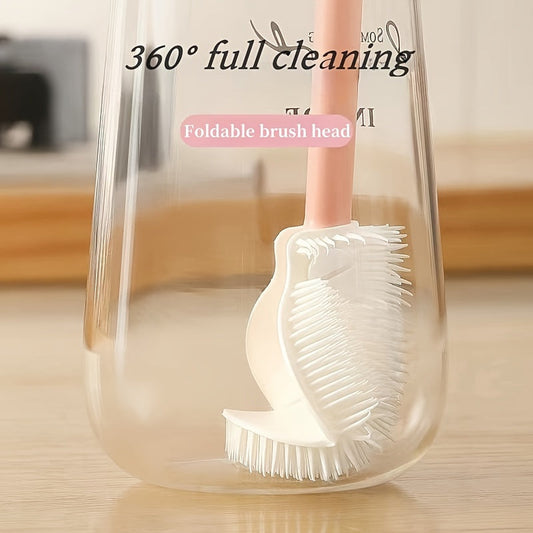 Long-handled silicone brush with 360° rotation - perfect for kitchen and restaurant cup cleaning, ensuring no missed spots. Durable and reusable.