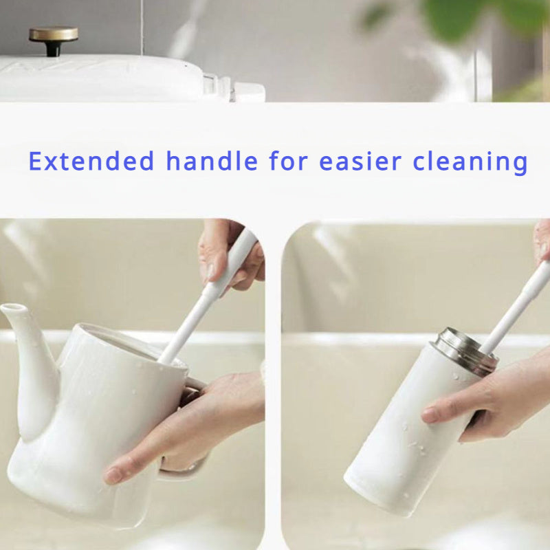 Long-handled silicone brush with 360° rotation - perfect for kitchen and restaurant cup cleaning, ensuring no missed spots. Durable and reusable.