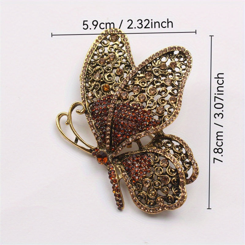 Luxurious and sophisticated butterfly brooch featuring an irregular shape and rhinestone detailing. This versatile accessory can be worn on clothing, bags, and hats. Comes in a set of 1.