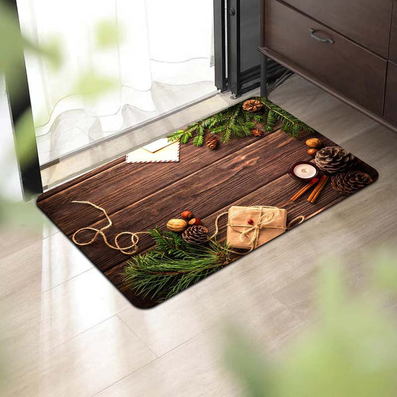 Forest Wood Grain Gift: 1 piece of 8mm Anti-Slip Sponge Floor Mat with Dirt Resistance. Soft and Comfortable for Doorways, Kitchen, Bathroom, Living Room, Bedroom. Machine Washable for easy cleaning. Perfect for Entryways and Home Decor.