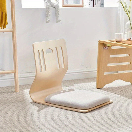 Set of 1 Modern Japanese floor chair with tatami cushion and legless Kotatsu table. Includes minimalist Zaisu chair and Kotatsu table.