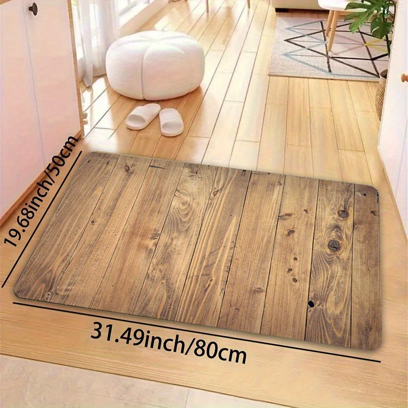 Durable Polyester Retro Wood Grain Area Rug - Multipurpose and Easy to Clean, Ideal for Various Areas of the Home - Non-Slip PVC Backing for Stability, Suitable for Living Room, Bedroom, Kitchen, and Beyond - Can also be used in Esports Room, Bathroom