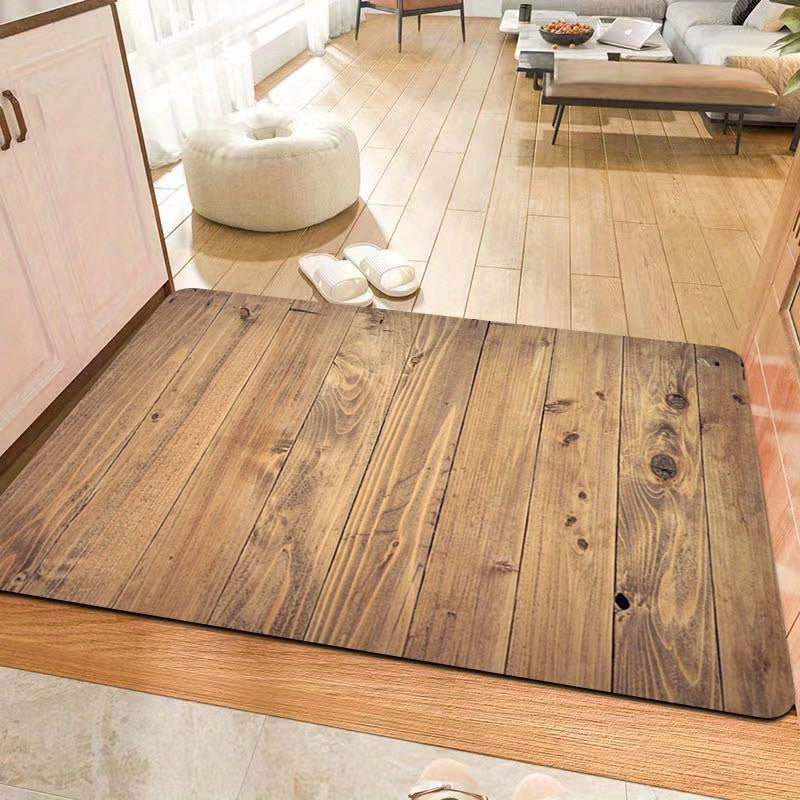 Durable Polyester Retro Wood Grain Area Rug - Multipurpose and Easy to Clean, Ideal for Various Areas of the Home - Non-Slip PVC Backing for Stability, Suitable for Living Room, Bedroom, Kitchen, and Beyond - Can also be used in Esports Room, Bathroom