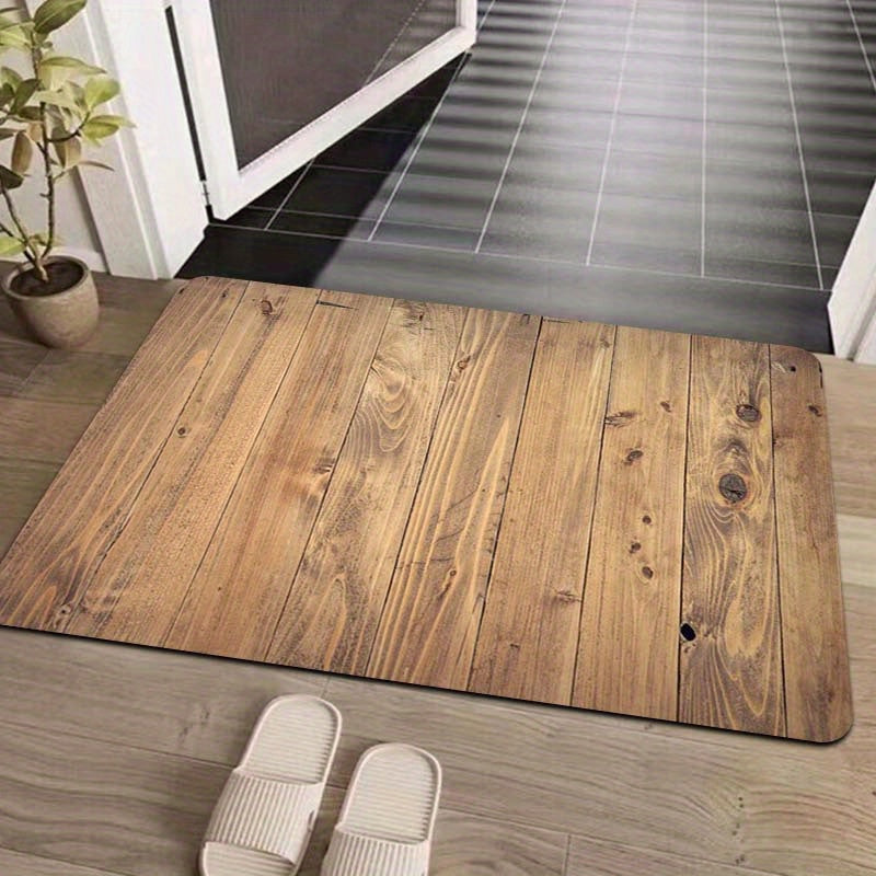 Durable Polyester Retro Wood Grain Area Rug - Multipurpose and Easy to Clean, Ideal for Various Areas of the Home - Non-Slip PVC Backing for Stability, Suitable for Living Room, Bedroom, Kitchen, and Beyond - Can also be used in Esports Room, Bathroom