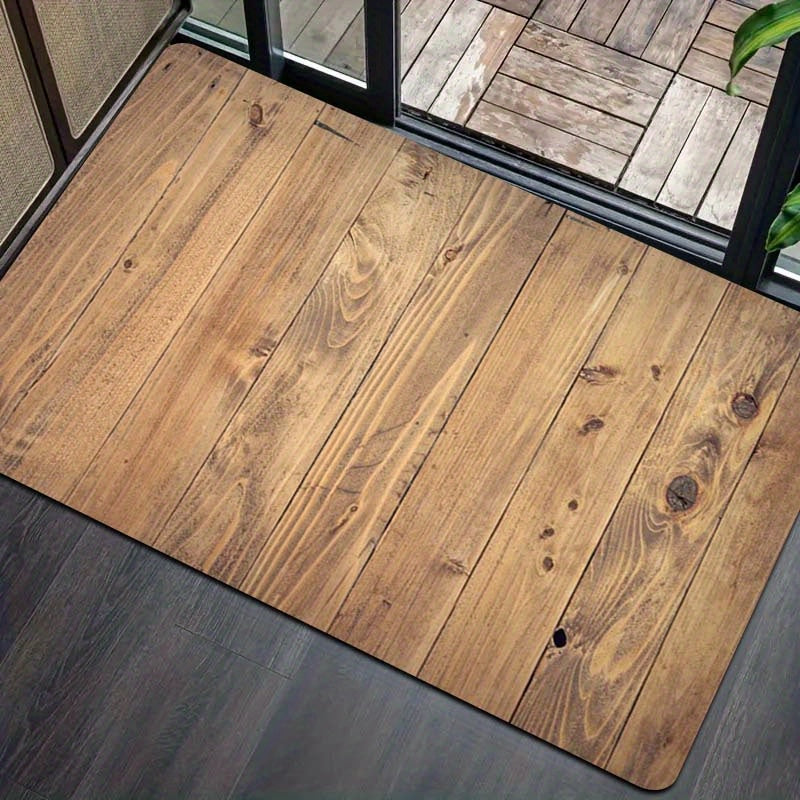 Durable Polyester Retro Wood Grain Area Rug - Multipurpose and Easy to Clean, Ideal for Various Areas of the Home - Non-Slip PVC Backing for Stability, Suitable for Living Room, Bedroom, Kitchen, and Beyond - Can also be used in Esports Room, Bathroom