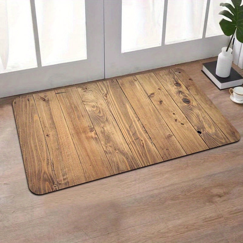 Durable Polyester Retro Wood Grain Area Rug - Multipurpose and Easy to Clean, Ideal for Various Areas of the Home - Non-Slip PVC Backing for Stability, Suitable for Living Room, Bedroom, Kitchen, and Beyond - Can also be used in Esports Room, Bathroom