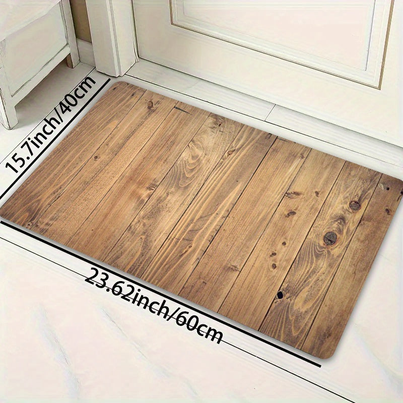 Durable Polyester Retro Wood Grain Area Rug - Multipurpose and Easy to Clean, Ideal for Various Areas of the Home - Non-Slip PVC Backing for Stability, Suitable for Living Room, Bedroom, Kitchen, and Beyond - Can also be used in Esports Room, Bathroom