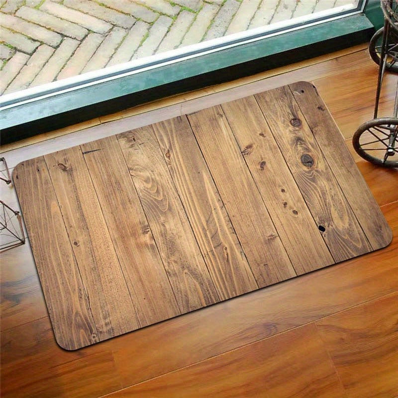 Durable Polyester Retro Wood Grain Area Rug - Multipurpose and Easy to Clean, Ideal for Various Areas of the Home - Non-Slip PVC Backing for Stability, Suitable for Living Room, Bedroom, Kitchen, and Beyond - Can also be used in Esports Room, Bathroom