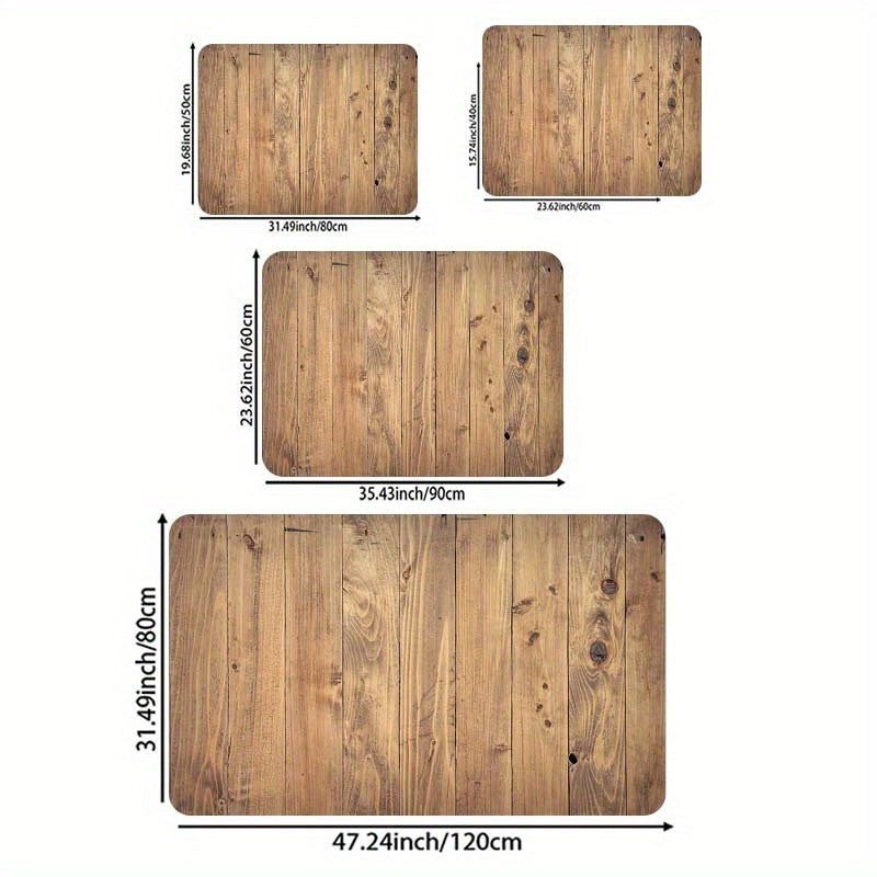 Durable Polyester Retro Wood Grain Area Rug - Multipurpose and Easy to Clean, Ideal for Various Areas of the Home - Non-Slip PVC Backing for Stability, Suitable for Living Room, Bedroom, Kitchen, and Beyond - Can also be used in Esports Room, Bathroom