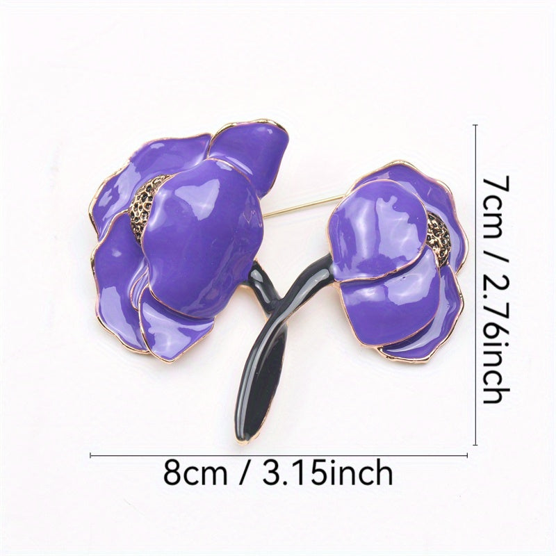 Stylish Enamel Peony Flower Brooch - Fashionable Accessory for Attire & Headwear, Great Gifting Option