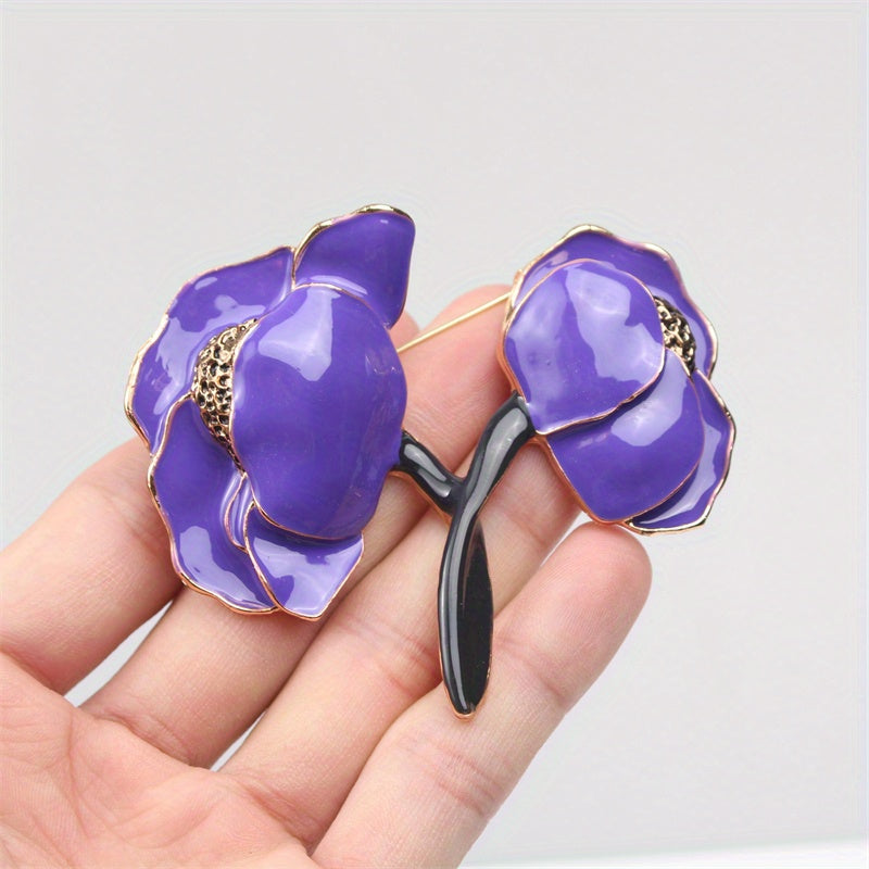 Stylish Enamel Peony Flower Brooch - Fashionable Accessory for Attire & Headwear, Great Gifting Option