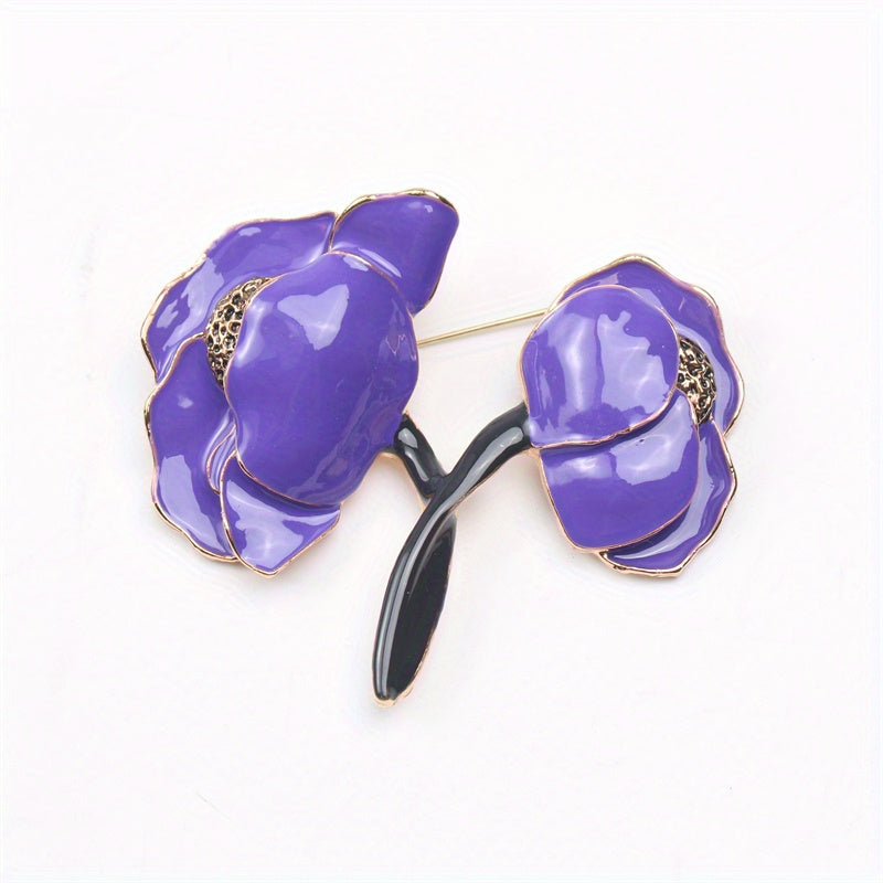 Stylish Enamel Peony Flower Brooch - Fashionable Accessory for Attire & Headwear, Great Gifting Option