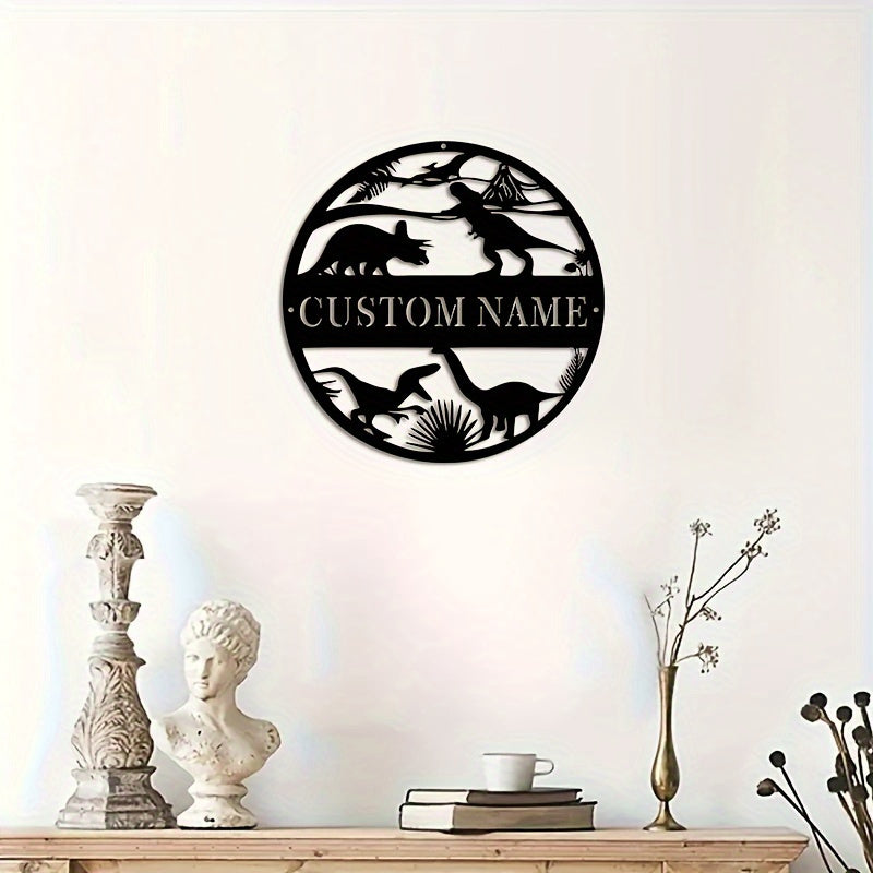 Unique Personalized Dinosaur Metal Wall Art with Customizable Name Sign. Add a Modern Touch to Your Home Decor, Perfect for Special Occasions like Weddings, Diwali, Engagements, Valentine's Day, and Christmas