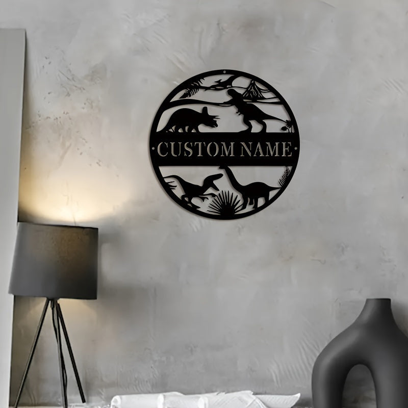 Unique Personalized Dinosaur Metal Wall Art with Customizable Name Sign. Add a Modern Touch to Your Home Decor, Perfect for Special Occasions like Weddings, Diwali, Engagements, Valentine's Day, and Christmas