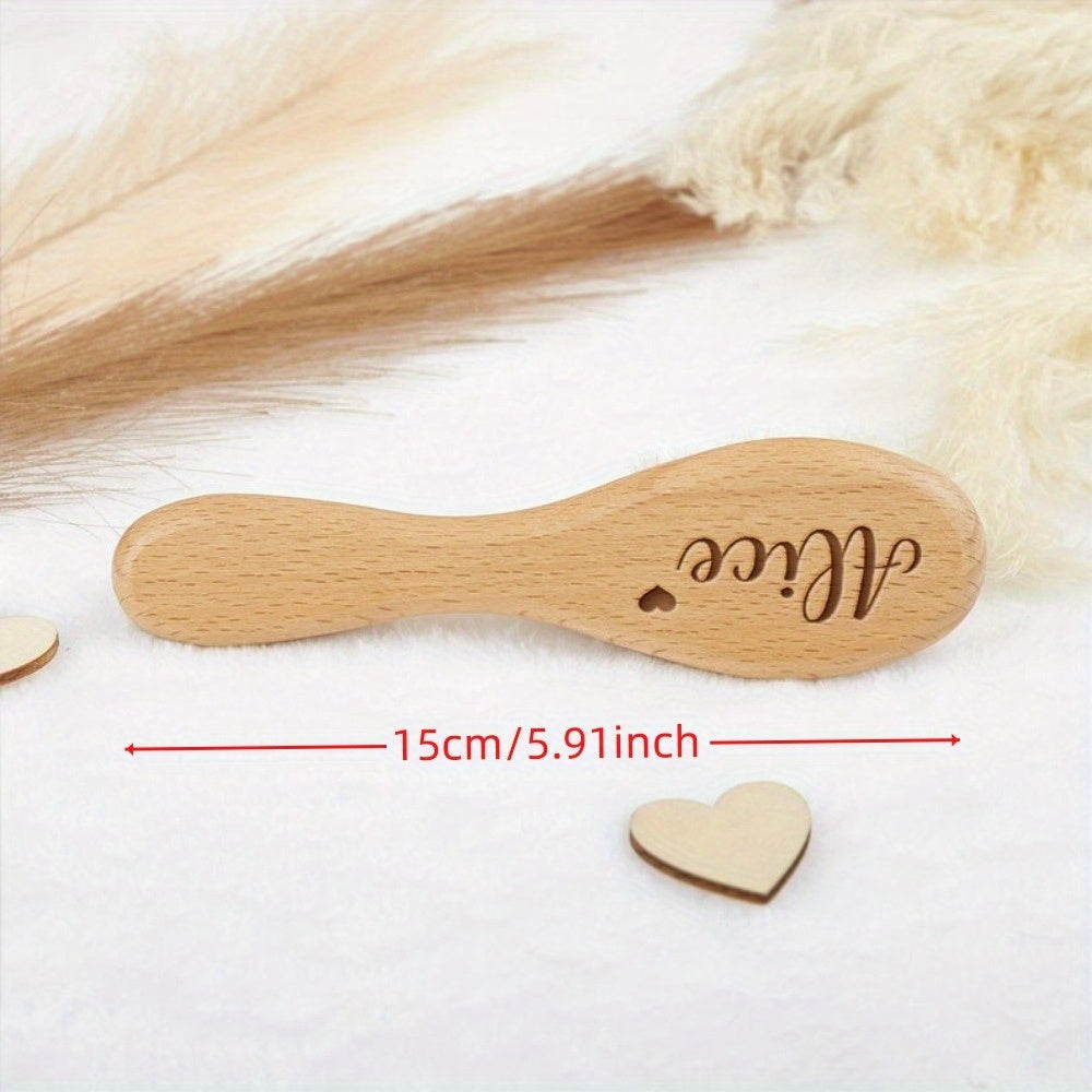 Acrylic Wooden Scalp Massager with Personalized Name and Birth Date for Kids - Ideal Birthday or Christmas Present for Infants