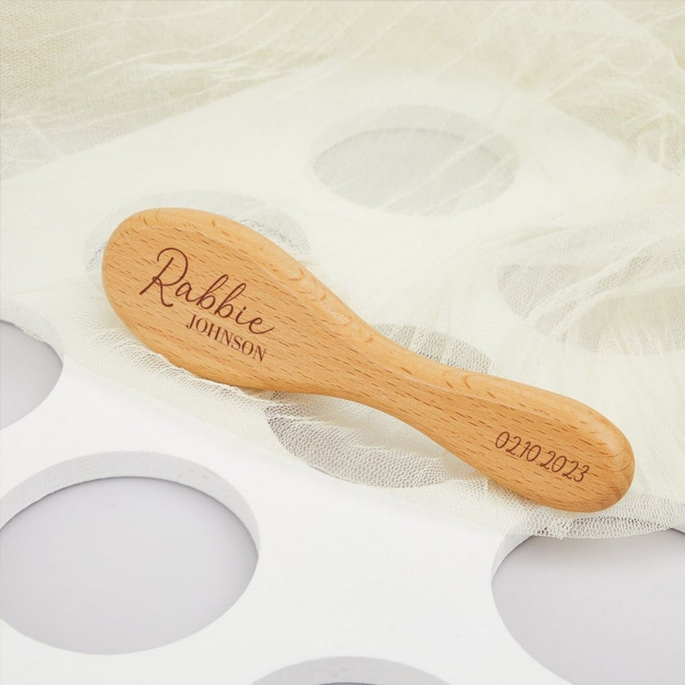 Acrylic Wooden Scalp Massager with Personalized Name and Birth Date for Kids - Ideal Birthday or Christmas Present for Infants