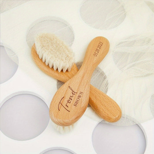 Acrylic Wooden Scalp Massager with Personalized Name and Birth Date for Kids - Ideal Birthday or Christmas Present for Infants