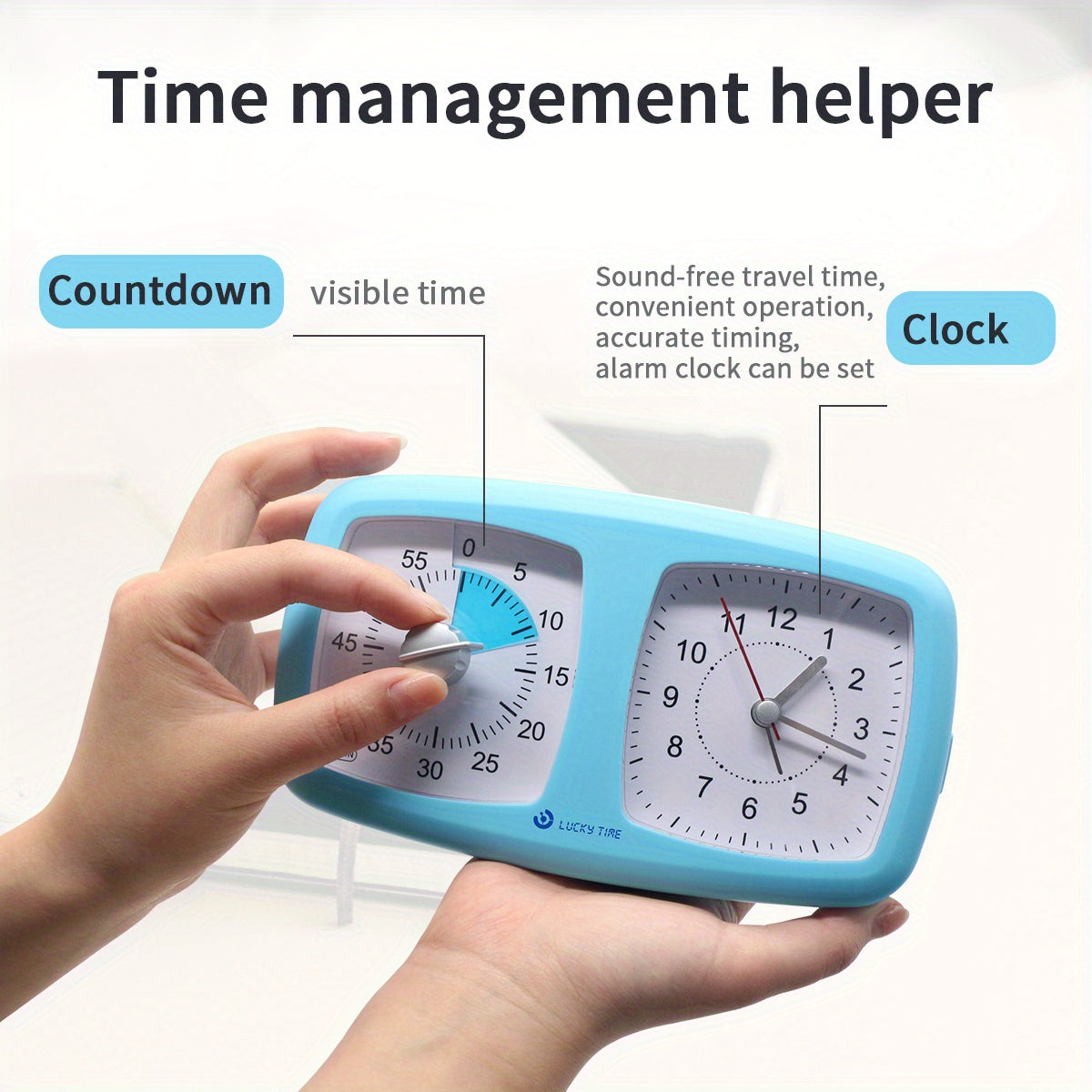 Two-in-One Dual Screen Visual Timer and Alarm Clock - Quiet, Battery-Powered Tool for Managing Time at Home, School, or Work (AA Batteries Sold Separately)