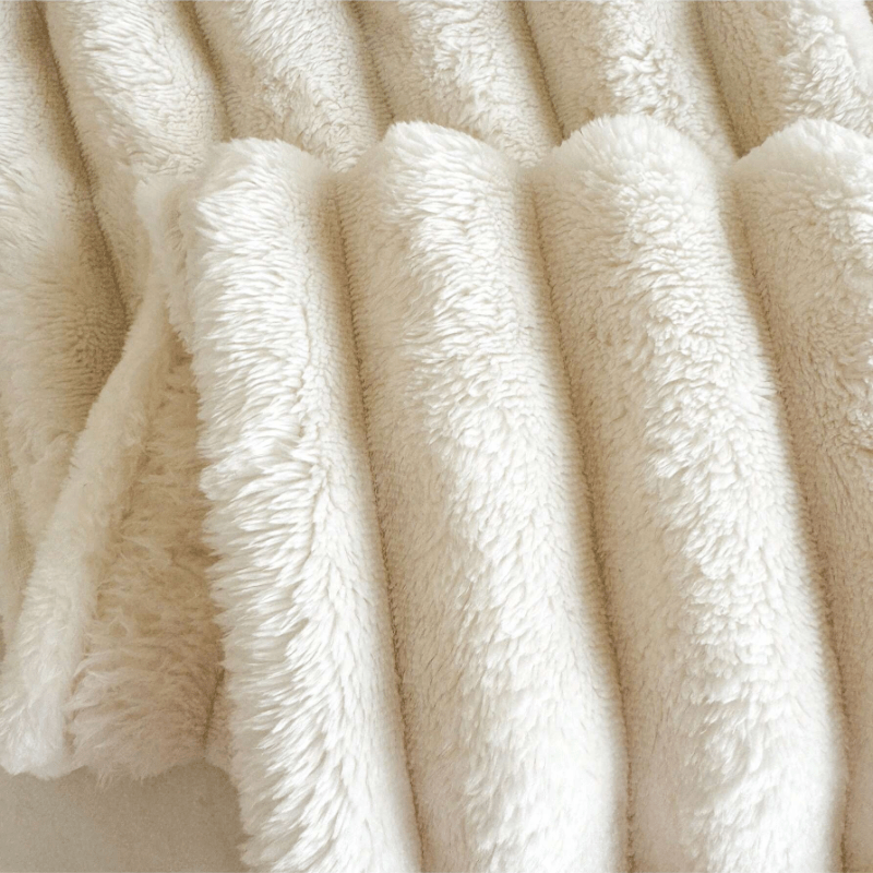 Luxurious Faux Rabbit Fur Throw Blanket - Perfect for Couch, Office, Outdoor Adventures, and Travel - Cozy, Double-Sided Design Offers Warmth and Lightweight Comfort.