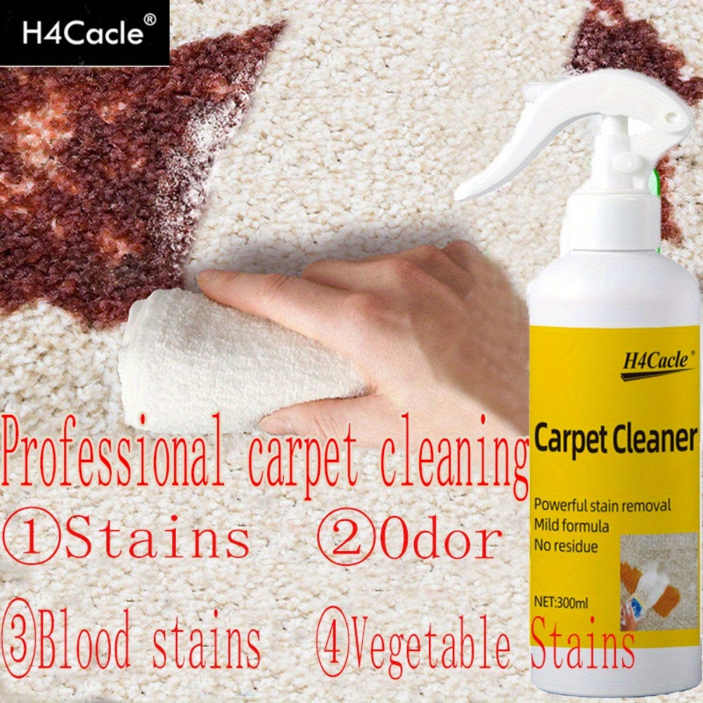 H4Cacle Carpet Cleaner Spray is a versatile cleaning solution for fabric and indoor use. With a PH neutral formula and hydrogen peroxide enhancement, this stain remover is perfect for upholstery, sofas, curtains, and blankets. Safe for maternity and