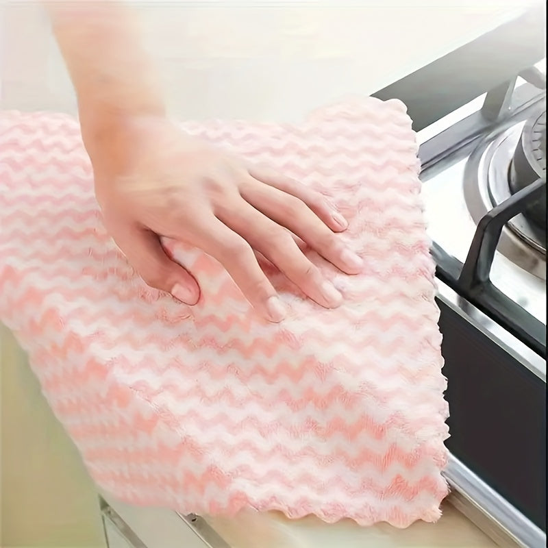 Set of 10 UltraSoft Microfiber Cleaning Cloths - Durable, Woven Fabric Towels for Kitchen, Bathroom, Car, Furniture - Leaves Surfaces Streak-Free, Versatile and Reusable