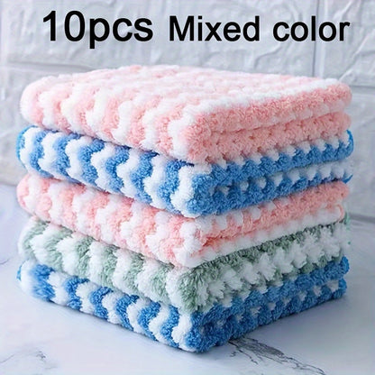 Set of 10 UltraSoft Microfiber Cleaning Cloths - Durable, Woven Fabric Towels for Kitchen, Bathroom, Car, Furniture - Leaves Surfaces Streak-Free, Versatile and Reusable