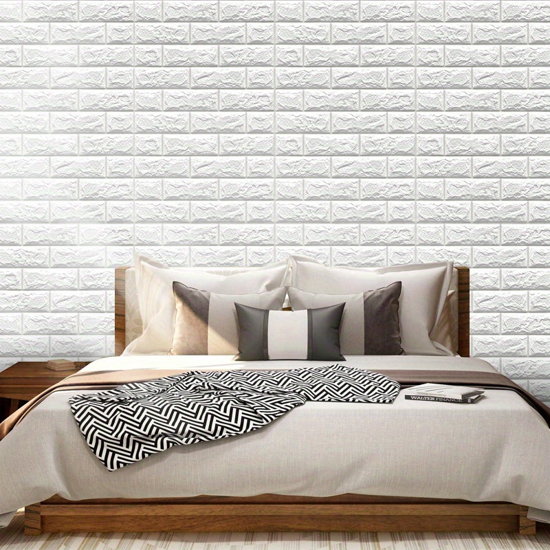 Self-adhesive 3D brick foam wall stickers, waterproof and moisture-proof. Easy to clean and cut, ideal for living rooms, kitchens, bedrooms, dorms, and offices. Stylish room accent for easy