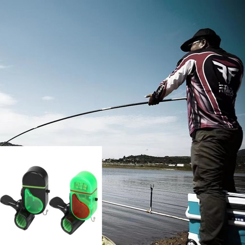 Battery-operated LED fishing alarm with sensitive sensor for outdoor fishing, suitable for 36V or below.