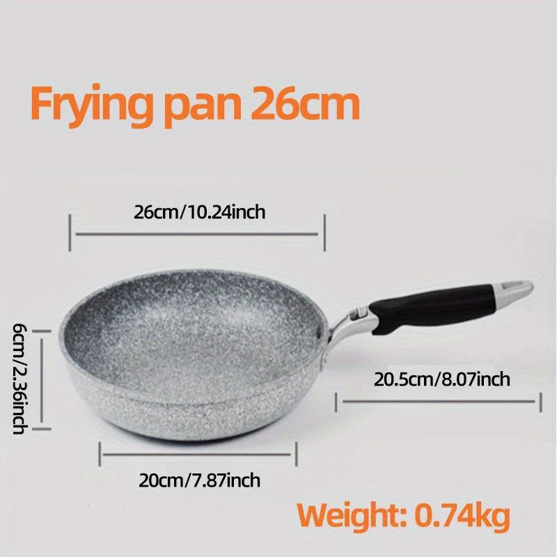 Home Frying Pan Set includes Non-Stick Pans in various sizes (28cm, 26cm, 24cm, and 20cm) suitable for use on Induction Cookers, Gas Stoves, and more. Perfect for cooking pancakes, eggs, and a variety of dishes.