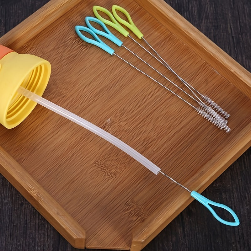 Clean your reusable straws easily with this set of 3 stainless steel straw cleaning brushes. Made with nylon bristles, these brushes are perfect for cleaning your kitchen utensils, water bottles, smoothie tumblers, and tubes. No electricity needed. Ideal