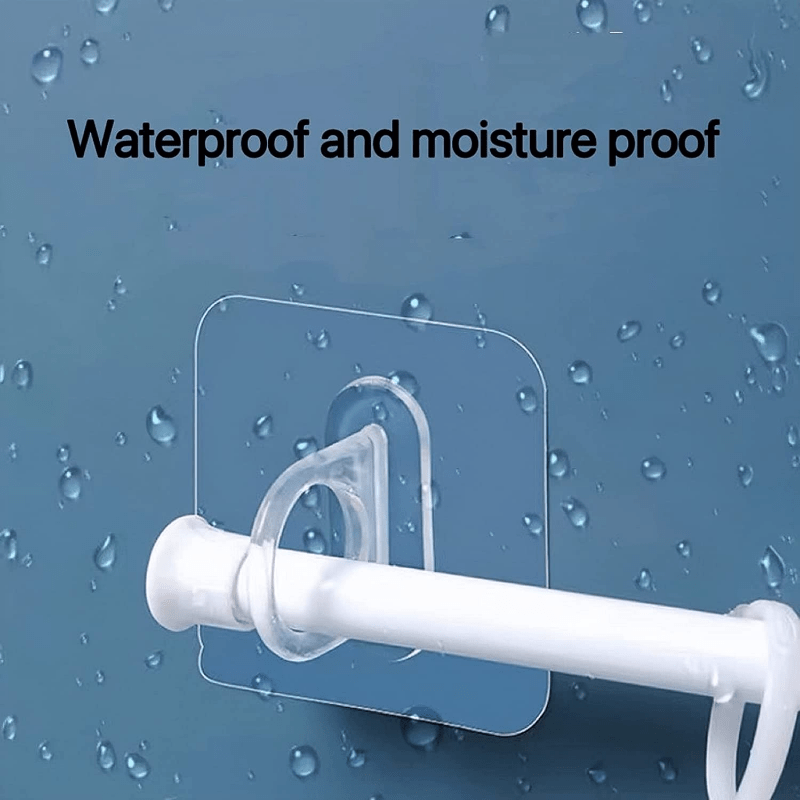 6/10/20 Clear Adhesive Hooks - Multipurpose Wall Mount for Curtain Rods & Dispensers - Strong, Space-Saving, Easy Install, Stylish Utility Hooks