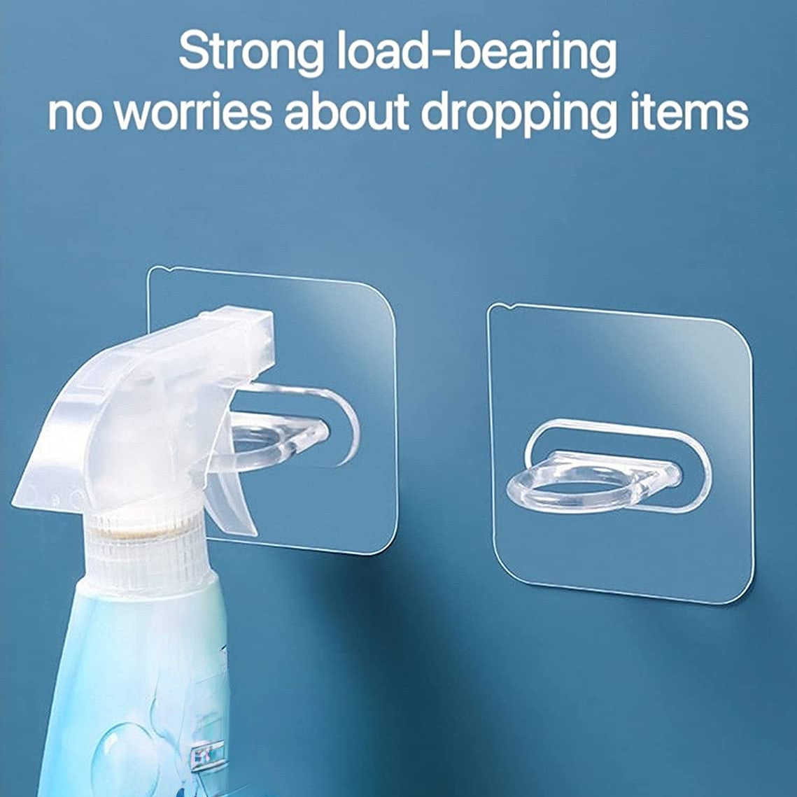 6/10/20 Clear Adhesive Hooks - Multipurpose Wall Mount for Curtain Rods & Dispensers - Strong, Space-Saving, Easy Install, Stylish Utility Hooks